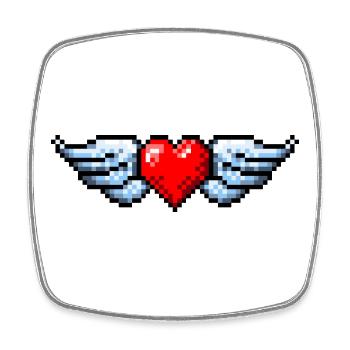 Retro Pixel Art Winged Heart - Square fridge magnet - white - Front