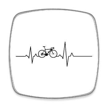 Bicycle Heartbeat – ECG Cyclist - Square fridge magnet - white - Front