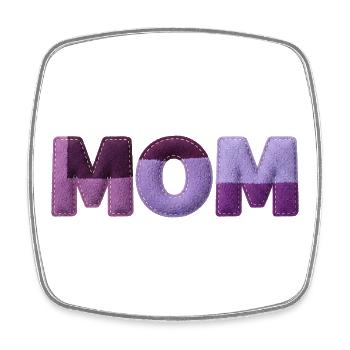 Mom Patchwork FontTypography Purple Statement - Square fridge magnet - white - Front