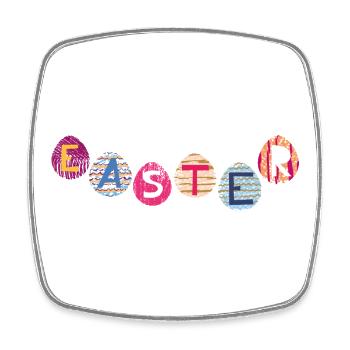 Lettres de Pâques sur des œufs colorés - Magnet carré - blanc - Devant