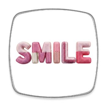 Plush Smile Lettering Patchwork Trend - Square fridge magnet - white - Front