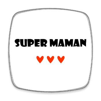 SUPER MOM. MOTHER'S DAY. HAPPY MOTHER'S DAY - Square fridge magnet - white - Front