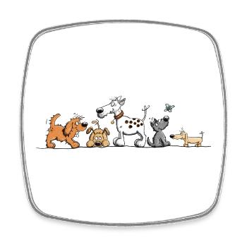 Funny Dog Motif with Cartoon Dogs for Dogs - Square fridge magnet - white - Front