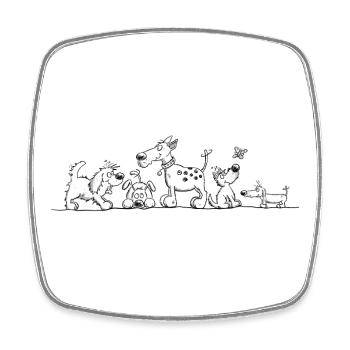 Lustiges Hunde Motiv mit Cartoon Hunden  - Viereckiger Kühlschrankmagnet - Weiß - Vorne