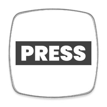 Conception de la presse en disant « PRESS » Journalistes d’information - Magnet carré - blanc - Devant