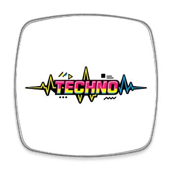 Techno Neon Pulse - Viereckiger Kühlschrankmagnet - Weiß - Vorne