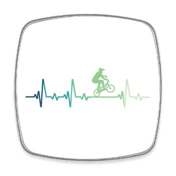 Vélo BMX Battement de cœur du cycliste Vélo BMX - Magnet carré - blanc - Devant