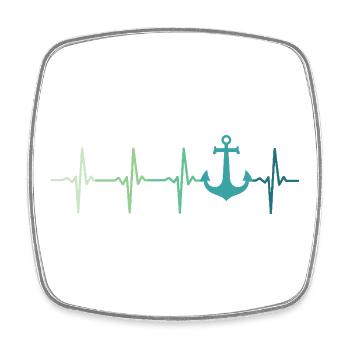 Ankerherzschlag Marinekapitänsboot - Viereckiger Kühlschrankmagnet - Weiß - Vorne