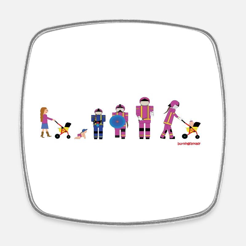 From pram to firefighter - Square fridge magnet - white