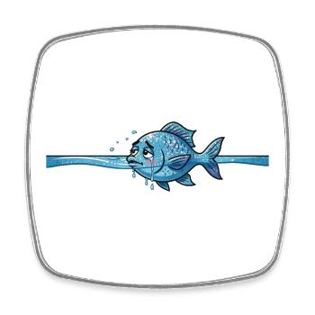 Poisson Créature marine - Magnet carré - blanc - Devant
