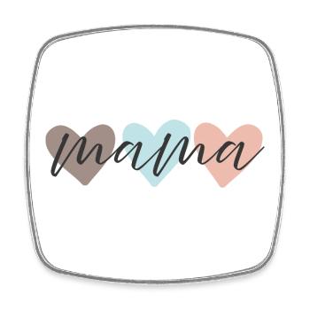 Mama Love Pastellherzen Schrift - Viereckiger Kühlschrankmagnet - Weiß - Vorne