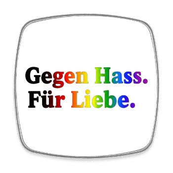 Against hate, for love – rainbow - Square fridge magnet - white - Front