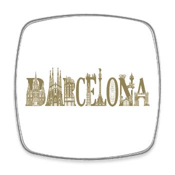 Vacances des Attractions Silhouette de Barcelone - Magnet carré - blanc - Devant