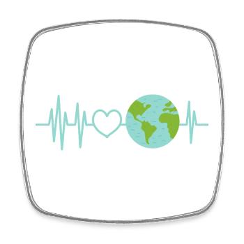 Earth Heartbeat World Love - Square fridge magnet - white - Front