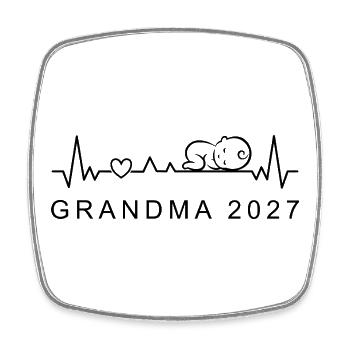 Großmutter 2027 Baby-Herzschlag-Schwangerschaftsankündigung - Viereckiger Kühlschrankmagnet - Weiß - Vorne