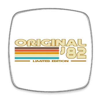 Originale 82er Retro-Streifen - Viereckiger Kühlschrankmagnet - Weiß - Vorne
