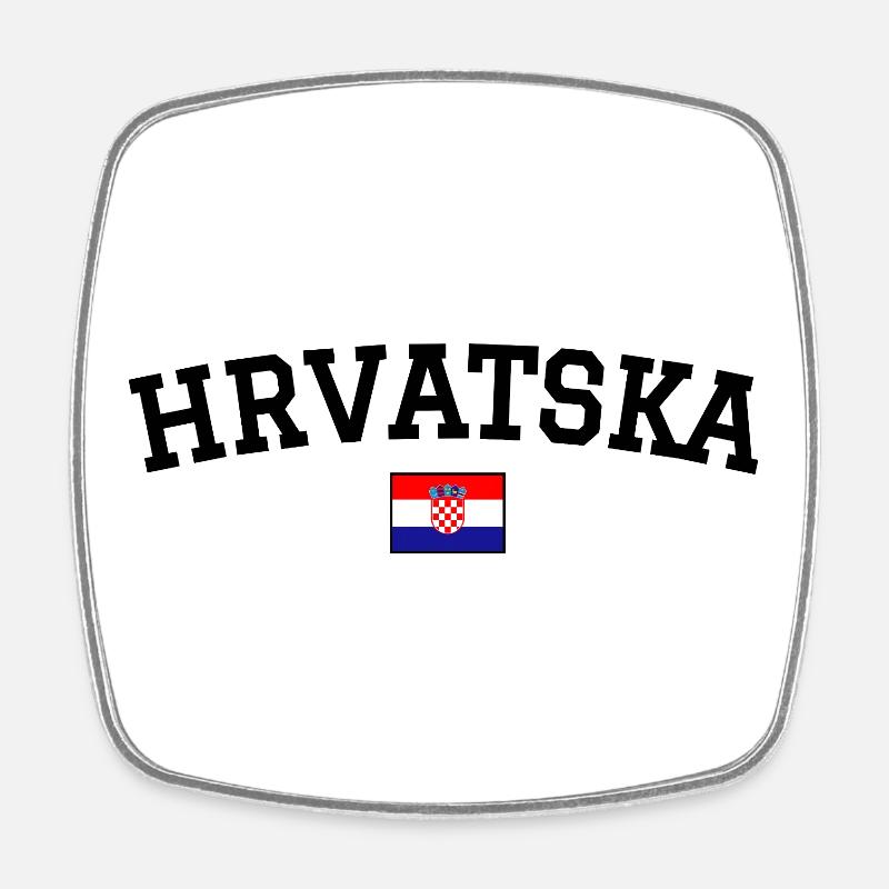 Croatia Flag Design Black - Square fridge magnet - white