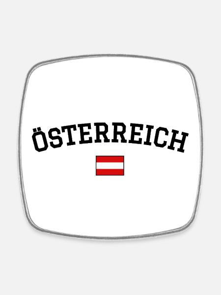 Austria Flag Design Black - Square fridge magnet - white
