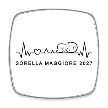 Tu Sarai Sorella Maggiore 2027 Battito Cardiaco - Viereckiger Kühlschrankmagnet - Weiß - Vorne