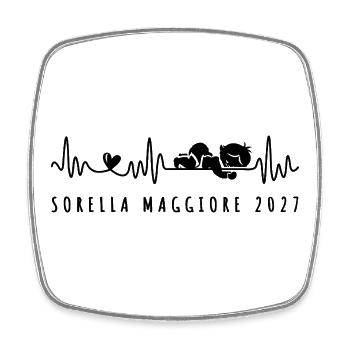Sorella Maggiore 2027 Annuncio Gravidaza - Viereckiger Kühlschrankmagnet - Weiß - Vorne