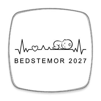 Oma 2027 Herzschlag Schwangerschaft Dänisch - Viereckiger Kühlschrankmagnet - Weiß - Vorne