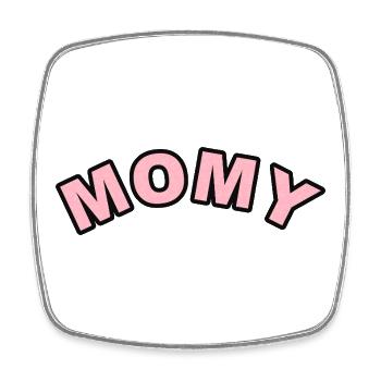 Lettrage du motif rose de maman - Magnet carré - blanc - Devant
