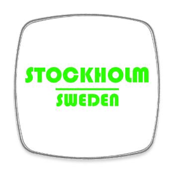 Texte du motif de Stockholm avec silhouette de la ville - Magnet carré - blanc - Devant
