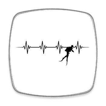 battement de coeur plongeur plongée diver - Magnet carré - blanc - Devant