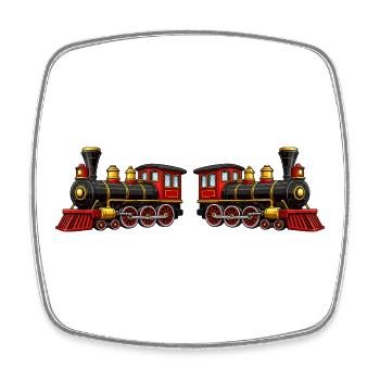 Roter Dampflok Retro Stil - Viereckiger Kühlschrankmagnet - Weiß - Vorne