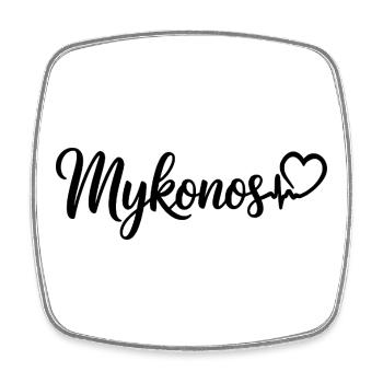 Mykonos Heartbeat Greece - Square fridge magnet - white - Front