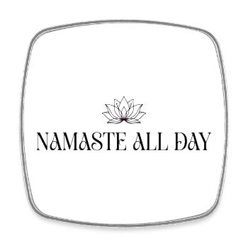Namaste All Day Lotus - Boho Yoga Meditation Desig - Square fridge magnet - white - Front