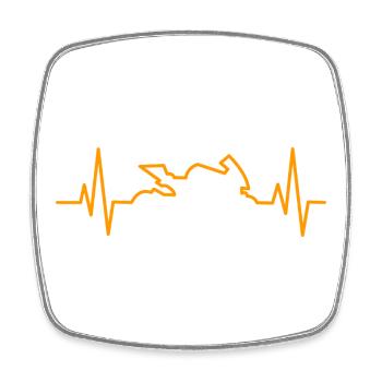 Motorcycle Heartbeat Gift Motorcyclist - Square fridge magnet - white - Front