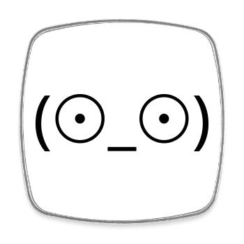 Emote de choc (☉_☉) Kaomoji aux grands yeux - Magnet carré - blanc - Devant