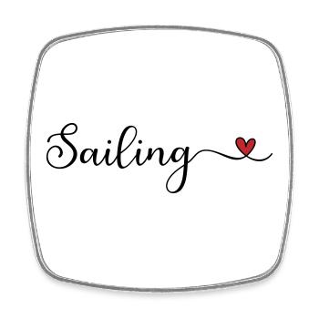 Cadeau de typographie Sailing Heart - Magnet carré - blanc - Devant