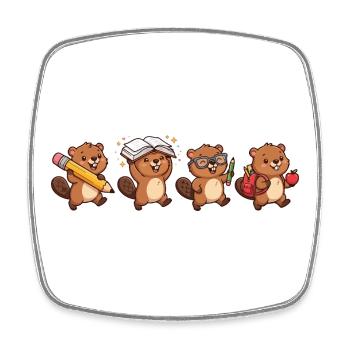 Lernbiber Quartett - Viereckiger Kühlschrankmagnet - Weiß - Vorne