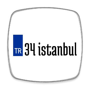 34 İstanbul Plaka Streetwear - Viereckiger Kühlschrankmagnet - Weiß - Vorne