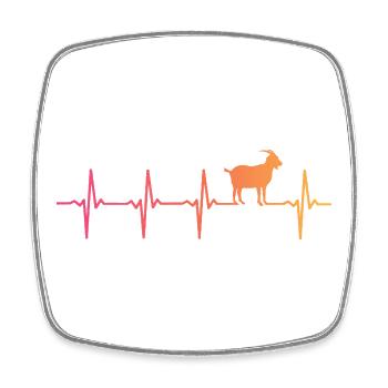 chèvre sunset battement de coeur chèvres goat - Magnet carré - blanc - Devant