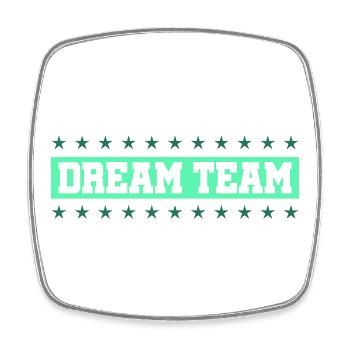 DREAM TEAM Retro Neon Typography - Viereckiger Kühlschrankmagnet - Weiß - Vorne
