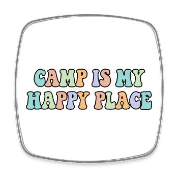 Camp ist mein glücklicher Ort Camping Lover Shirt - Viereckiger Kühlschrankmagnet - Weiß - Vorne