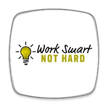 Work smart not hard - Glühbirne Design - Viereckiger Kühlschrankmagnet - Weiß - Vorne