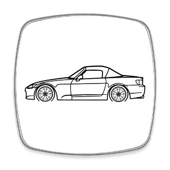 S2000 Line Silhouette – High‑Rev JDM Art - Viereckiger Kühlschrankmagnet - Weiß - Vorne