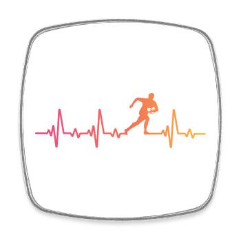 Rugby Sunset Heartbeat Rugbyspieler - Viereckiger Kühlschrankmagnet - Weiß - Vorne