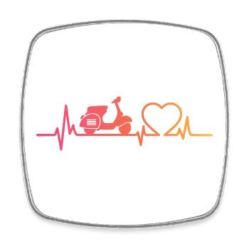 Sunset Motor Heartbeat Roller - Viereckiger Kühlschrankmagnet - Weiß - Vorne