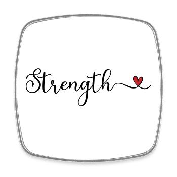 Strength Heart Typography - Square fridge magnet - white - Front