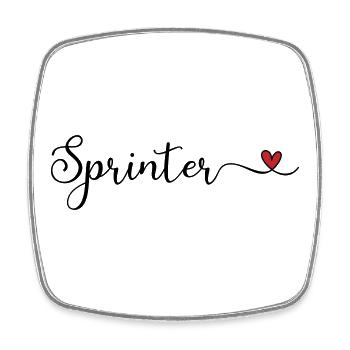 Sprinter - Viereckiger Kühlschrankmagnet - Weiß - Vorne