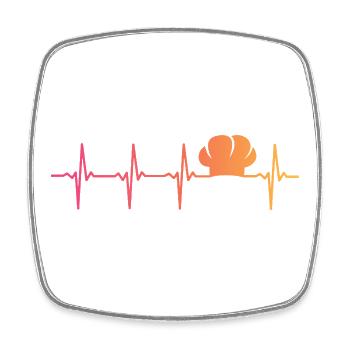 Chef Cuisine Sunset Heartbeat Chef - Viereckiger Kühlschrankmagnet - Weiß - Vorne