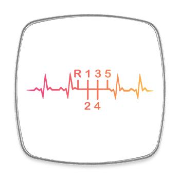 5-Gang-Schaltgetriebe Sunset Heartbeat - Viereckiger Kühlschrankmagnet - Weiß - Vorne