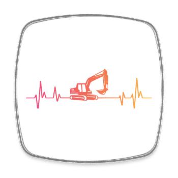 Sunset Excavator Heartbeat Excavator Excavator - Square fridge magnet - white - Front