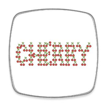 Cherry typography - Square fridge magnet - white - Front