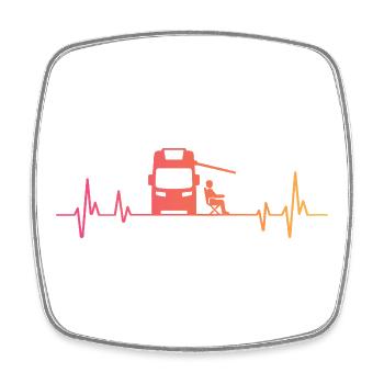 Sunset Camper Heartbeat Camper - Square fridge magnet - white - Front